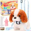 Tagitary Plush Toys Puppy Electronic Toy Walking and Barking Dogs,Tail Wagging Fake Dog Interactive Dog Toy for Kids with Leash,Easter Christmas Birthday Gift for Toddlers Kids