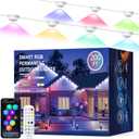 JOH Permanent Outdoor Lights, 200FT RGB+IC Smart LED Outdoor Lights with App/Remote Control, DIY Scene Modes Lighting & IP67 Waterproof, Eaves Light for Christmas, Holiday, Daily Decorations (White)