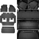 Floor Mats & Cargo Liner for 2017-2026 Chrysler Pacifica 7 Passenger Model (Non Hybrid&Non Pinnacle) & 2020-2026 Voyager: Custom All-Weather Protection Full Set TPE Floor Liners