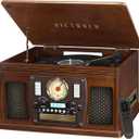 Victrola Navigator 8-in-1 Bluetooth Record Player with Built-in Speakers 3 Speed Turntable, CD Player, Cassette, FM Radio, USB, RCA Out, Headphone Jack, Wireless Music Streaming, Real Wood (Espresso)