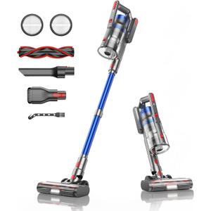 Cordless Vacuum Cleaner, 450W 38KPA 55 Mins Cordless Stick Vacuum,1.2L Large Dust Cup and Anti-Winding Brush, Handheld Vacuum Cleaners for Hardwood Floor Carpet Stair Pet Hair, Blue