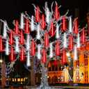 2 Pack Christmas Decorations Lights Outdoor, Extendable Meteor Shower Lights with Timer, Total 384LED 30cm 16 Tubes Indoor Outdoor Snow Cascading String Light for Xmas Party Yard Decor (Red and White)