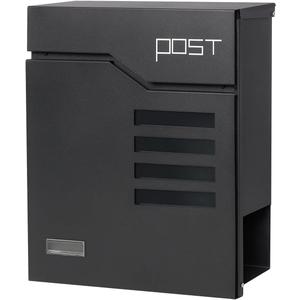 Metal Mailbox Wall Mount, Locking Mailbox with Key Lock, Hanging Secure Postbox, Security Key Drop Box,Outdoor Wall Mounted Mail Box with Large Capacity,12.9 x 4.1 x 14.2 Inch,Black
