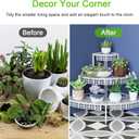 3 Tier Plant Stand Semi-Circular Flower Pot Organizer Rack Quarter Round Plant Display Holder Outdoor Storage Shelves Metal Corner Shelf Planter Shelving Ladder Plant Stand for Indoor Use(White)