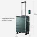 KROSER 20 Inch Airline Approved Carry On Luggage, Top Opening Suitcase
Expandable hard shell luggage,spinner wheels, TSA lock,USB port,36L capacity for business leisure travel-Dark Green