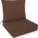EAGLE PEAK Outdoor Deep Seat Patio Seat Cushion Set, 25 x 25 x 5 inch, 2-Piece Back Chair Cushion, Set of 1, Brown