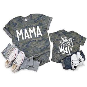 Mom and Son Matching Outfits Mama and Mama's Litter Man Print Shirts Cute Mom and Son Mothers Gifts (T, 18-24 Months)