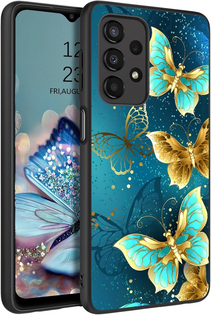 GUAGUA for Samsung Galaxy A23 4G/5G Case Glow in The Dark, Samsung A23 Phone Case, Cute Blue Butterfly Noctilucent Luminous Shockproof Protective Phone Case for Galaxy A23 6.6'' Women Men Gifts, Blue