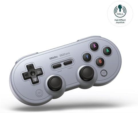 8Bitdo SN30 Pro Bluetooth Controller, Hall Effect Joystick Update, Compatible with Switch, PC, macOS, Android, Steam Deck & Raspberry Pi (Gray)