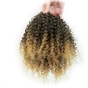Curly Drawstring Ponytail for Black Women 10 Inch Blonde Afro Kinky Curly Ponytail Extension with Two Clips for Daily Use (T27)