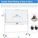Double Sided Rolling Whiteboard, 72 x 40 Large White Board with Stands, 360 Reversible Magnetic Dry Erase Board on Wheels for School, Classroom, Office
