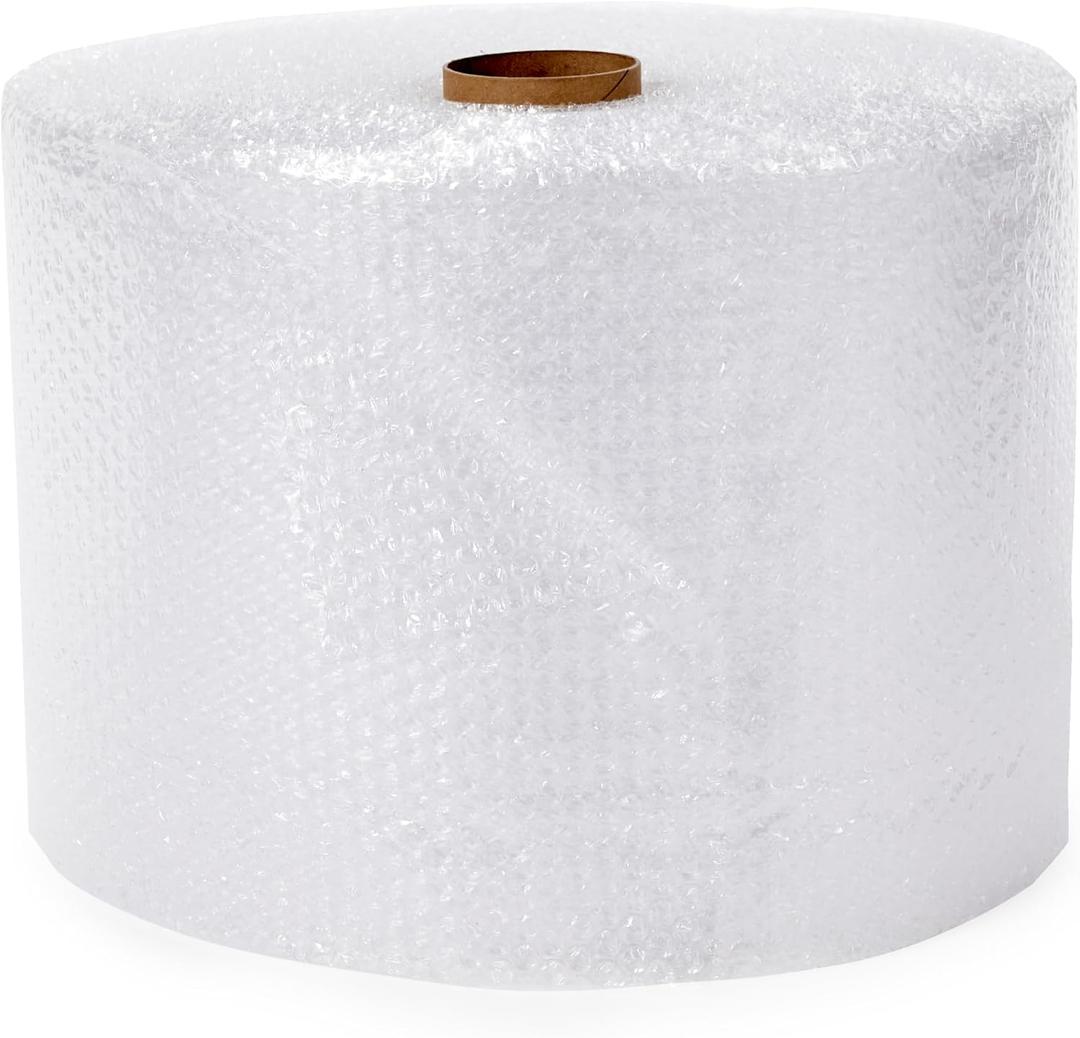 Amazon Basics Bubble Wrap for Moving, Packing, Shipping and Storage, Perforated Protective Cushioning for Fragile Items, 12-inch x 175-ft Long Roll, Small 3/16", Clear