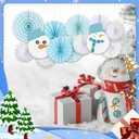 13 Pcs Christmas Hanging Paper Fans Christmas Party Decor Classroom Decorations for Xmas Holiday Ceilings Wall Decor Winter New Year Party Supplies (Snowman)