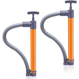 18" X 25" 2 Pcs Hand Bilge Pump with Hose, Portable Manual Water Pumps for Boats, Kayak, Canoe, Dinghy, Heavy Duty Hand Pump Siphon for Marine, Pool, Inflatable Trampoline (Orange and Gray)