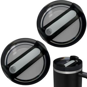 40 OZ Tumbler Lids Fit for Stanley Cup, Replacement Lids Fit for 40 OZ Stanley Adventure Quencher Travel Tumbler, Spill Proof Tumbler Cover for Stanley Cup Accessories (2 Pack, Black)