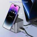 USB C Laptop Docking Station with MagSafe Charger Stand, 9 in 1 USB C Hub Multiport Adapter with 4K HDMI, 1Gbps Ethernet, 3 USB 3.0, SD/TF, Compatible with MacBook/Dell/HP/Lenovo/iPhone (Silver Gray)