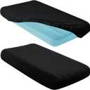 Entisn 2 Pcs Kids Air Mattress Fitted Sheets Only, 34.5x62x7 Inch Microfiber Toddler Inflatable Mattress Sheets for Kids, Sleepovers, Camping Trips and Party Accommodations (Black)