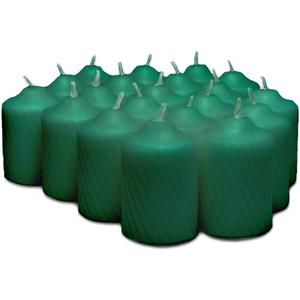 Green Pine Scented Votive Candles - 15 Hour Long Burn Time - Textured Finish - Box of 15
