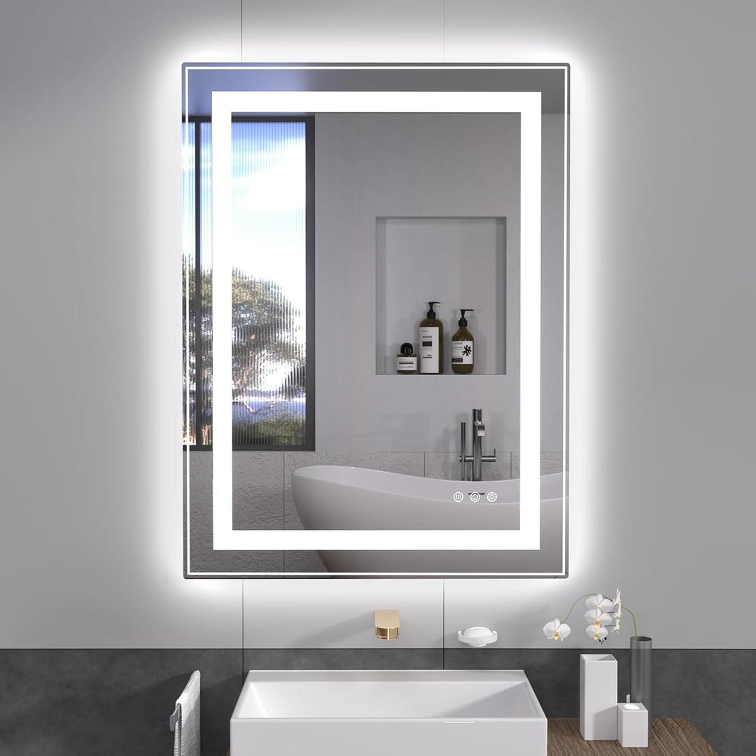 32" X 24" LED Bathroom Mirror, Frontlit and Backlit LED Mirror for Bathroom, Anti-Fog LED Vanity Mirror, 2700K-6000K, Dimmable Lighted Vanity Mirror with Lights for Wall, Memory Function