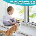 Sliding Window Locks (4 Sets), Security Window Locks with Keys, Adjustable Aluminum Sliding Window Stops, Easy Installation Without Drilling, for Vertical and Horizontal Sliding Windows (Silver)
