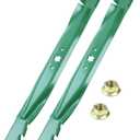 GELASKA 942-04290-X Lawn Mower Blades with Blade Nuts Fits Cub Cadet 46 inch Mower Blades, XT1 LT46 LTX1045 LTX1046 XT1 46 RZT46 Replace 742-04290-X 942-04244A 942-04290A, 2 Pack Gator Mulching Blades