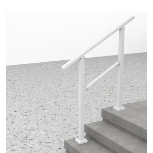 2-3 Step Hand Rails for Outdoor Steps, 3 Step Adjustable Railing for Stairs, Outdoor Handrails for Exterior Steps, Wrought Iron Porch Railing, White
