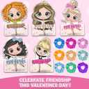 3 x Valentines Day Gifts for Girls 30 PACK Dance Ballet Girl Valentine Cards and Scrunchies, Exchange Classroom Gift for Students, Ballerina Rave Trinkets for Kids, Girl Birthday Return Gifts