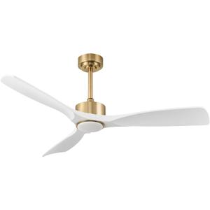 52 Inch Modern White and Gold Ceiling Fans with Lights and Remote