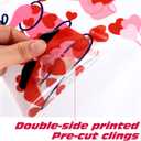 9 Sheets Valentines Day Decorations Heart Window Clings Decor Large Red Pink Gnomes Heart Tree Window Stickers Double Sided Decals for Valentines Office Wedding Anniversary Party Decorations