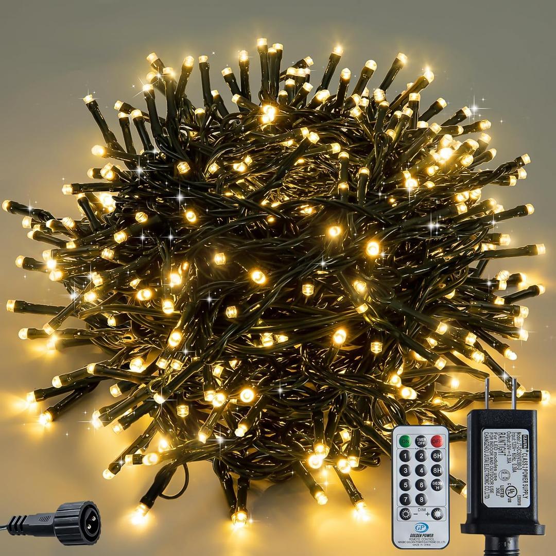 Christmas Lights 100ft 300 LEDs, 8 Modes, Warm White, Indoor Outdoor Plug-in Fairy Lights for Christmas Tree, Bedroom, Classroom Decor Outdoor Decor,Christmas Decorations (Warm Color, 100FT)