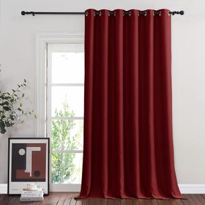NICETOWN Glass Door Curtain for Windows, Extra Wide Thermal Insulated Curtain Panel Room Darkening Curtain Drape for French Door (Burgundy Red, W80 x L95, 1 Piece)