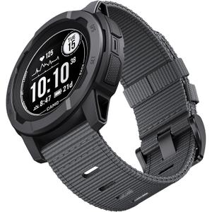 for Garmin Instinct Watch Band, Rugged Nylon Replacement Strap for Instinct 2 Instinct 3 45mm, Compatible with Garmin Instinct Solar, Tactical, Tide Esports, Sport Outdoor Work Use Replacement Band (Deep Gray (Black Buckle))