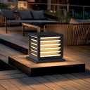 Outdoor Post Cap Lights, 9.8"  8.3" Modern Luxury Post Lantern, Matte Black, IP65 Waterproof Stainless Steel Exterior Column Light for Gardens,Yards,Balconies,Passages or Entrances,etc (9.89.88.3)