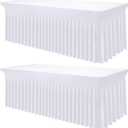 Smiry Spandex Tablecloth 2 Pack, Elastic Fitted Stretch Tablecloth for 5FT Rectangle Tables, Waterproof Washable Table Cover Skirt for Outdoor, Wedding, Banquet & Parties (White, 60Lx30Wx30H Inch)