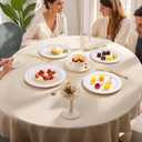 WELLIFE 60 PCS Gold Plastic Dessert Plates and 60 PCS Forks, 6.3 inch Disposable Salad Plates, Premium White Appetizer Plates with Gold Rims, Perfect for Party and Wedding