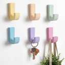 AceOrbit 6 Pack Pastel Wood Wall Hooks Heavy Duty Adhesive Decorative Hooks Colorful Wall Mounted Hangers for Hanging Coats Backpacks Clothes Home Classroom Bedroom Nursery