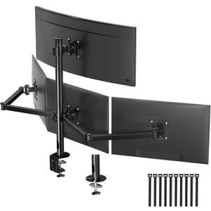 Quad Monitor Mount for 17-32 Inches - Fully Adjustable Heavy Duty 4 Monitor Arm Desk Mount, Max Load 22lbs per Screen, Clamp/Grommet, VESA 75/100 mm, Black