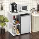 3-Tier Coffee Bar Cabinet with Mini Fridge Space, Simple Style Microwave Stand Bakers Rack, Utility Compact Refrigerator Storage Organizer for Home Kitchen Dorm, White