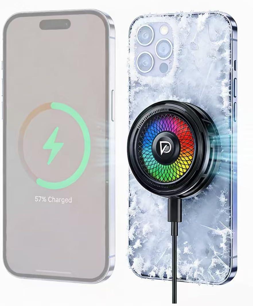 Doge&Vollar 25W Qi2 Certified Magnetic Charger with Cooling System - Phone Cooler for Gaming, Magsafe Charger for iPhone 17/16/15/14/13/12 Series (Black)