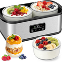 Yogurt Maker with Two Containers, Yogurt Maker Machine with Adjustable Temperature & Time Control, Automatic Shut-Off & Constant Temper for Homemade Probiotic Yogurt, Promoting Gut Health