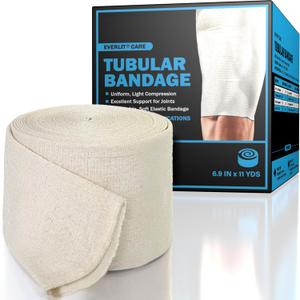 EVERLIT Elasticated Tubular Support Bandage | Stockinette Tubing for Large Arm, Knees, Legs | Light to Moderate Compression Bandage Roll For Tissue Support (Size J | 6.9" x 11 yd)