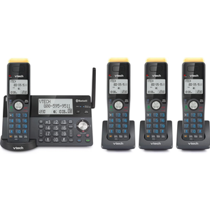 VTech IS812841 Super Long Range 4Handset DECT 6.0 Cordless Phone for Home with Answering Machine, 2300 ft Range, Call Blocking, Bluetooth Connect to Cell, Intercom