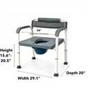 Bedside Commode Toilet with Extra Wide Seat and Backrest for Seniors, Heavy Duty 3-in-1 Commode Chair with Wide-Base Legs, 440 lb Capacity, Adjustable Height, Removable Bucket, 29.1 x 24 x 15.6-20.5 inches