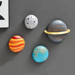 4Pcs Outer Space Planets Wall Decor - Modern 3D Wall Sculptures for Living Room & Bedroom - Solar System Decorations