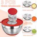 Umite Chef Mixing Bowls with Airtight Lids Set, 8PCS Stainless Steel Nesting Bowls Set, 3 Grater Attachments & Non-Slip Bottoms, Size 5, 4, 3.5, 2, 1.5QT for Baking & Mixing