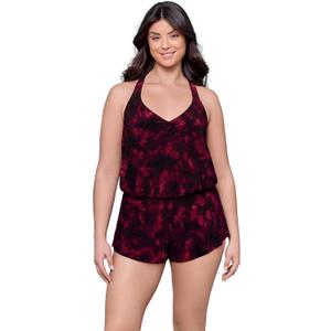 Aqua Green Womens V-Neck Full Coverage Racerback Swim Romper with Pockets (X-Large, To Dye for)