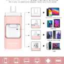 Flash Drive for iPhone 256GB, 4 in 1 USB Type C Memory Stick, Photo Stick External Storage Thumb Drive for iPhone iPad Android Computer, Rose Pink