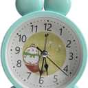 Analog Alarm Clock, 4-inch Super Silent Non-Ticking Metal Hour Clock, Battery Powered, Simple Design, Cute Animal Shape, Bedroom, Bedside, Desk, Adults, Children, Gifts, Green