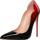 COLETER Women's Sexy Pointed Toe High Heels,4.72 inch/12cm Patent Leather Pumps,Wedding Dress Shoes,Cute Evening Stilettos
