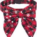 ADOGGYGO Christmas Dog Collar with Bow, Adjustable Cotton Red Bowtie Dog Christmas Collars for Medium Dogs Pets (Medium, Black & Red)